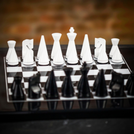 Italfama Italfama Modern Black and White Chess Set - Large