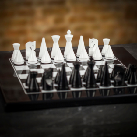Italfama Italfama Modern Black and White Chess Set - Large